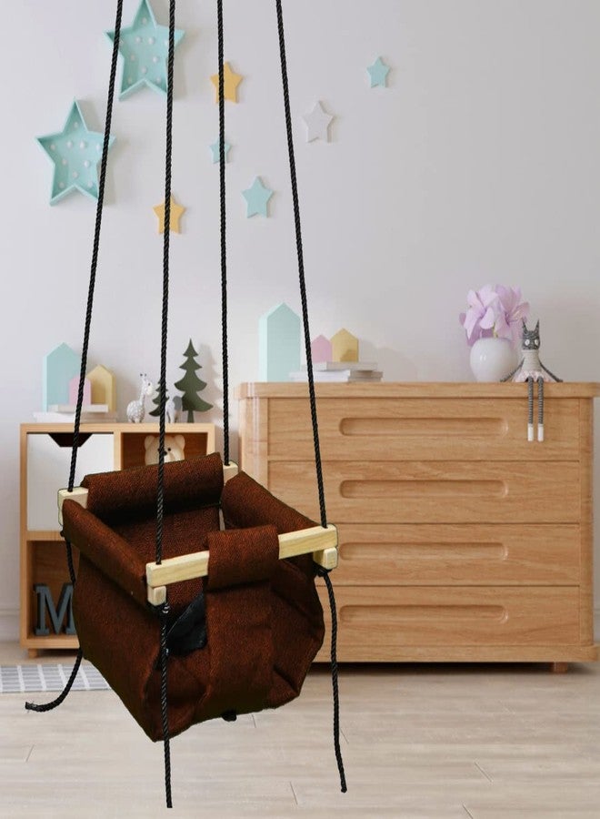 Patiofy Swing for Kids | Hanging Baby Swing for Indoor & Outdoor Use | Kids Swing | Jhula for Baby | Baby Garden Swing | Jhula for Kids | (6 Months to 3 Years- Brown) - Image 1